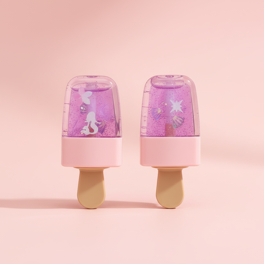 Clean product photo of crystal purple lip gloss