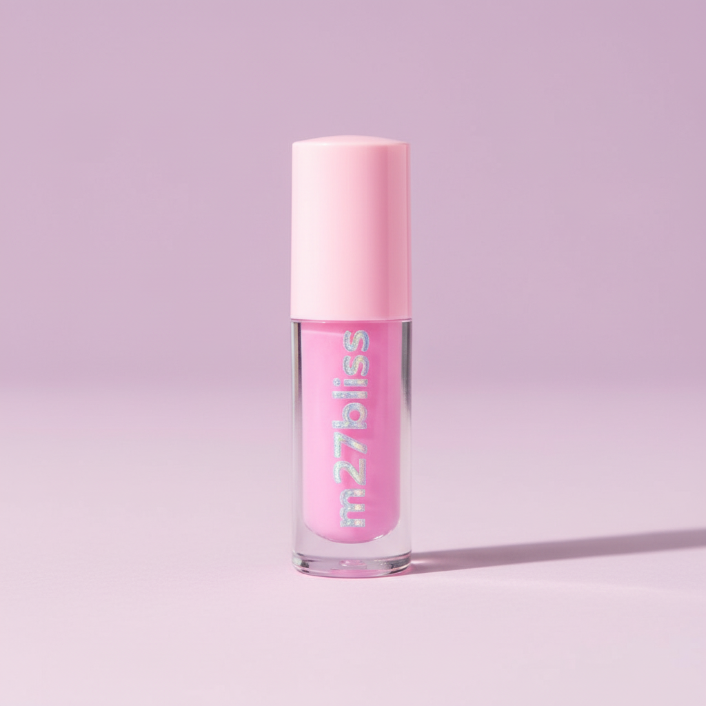 Close-up lip gloss with purple background