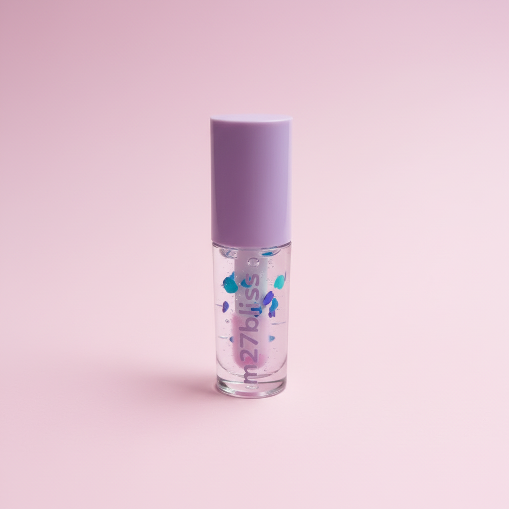 M27bliss lip gloss with pure light pink background