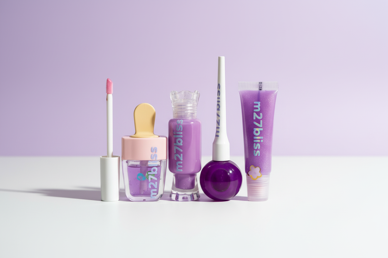 Purple lip gloss collection footer banner